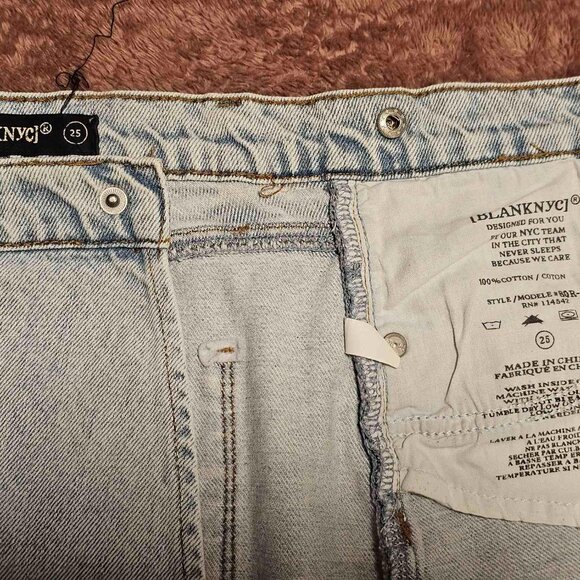 BlankNYC Asymmetrical Distressed Raw Frayed Hem Denim Mini Jean Skirt - Picture 10 of 14